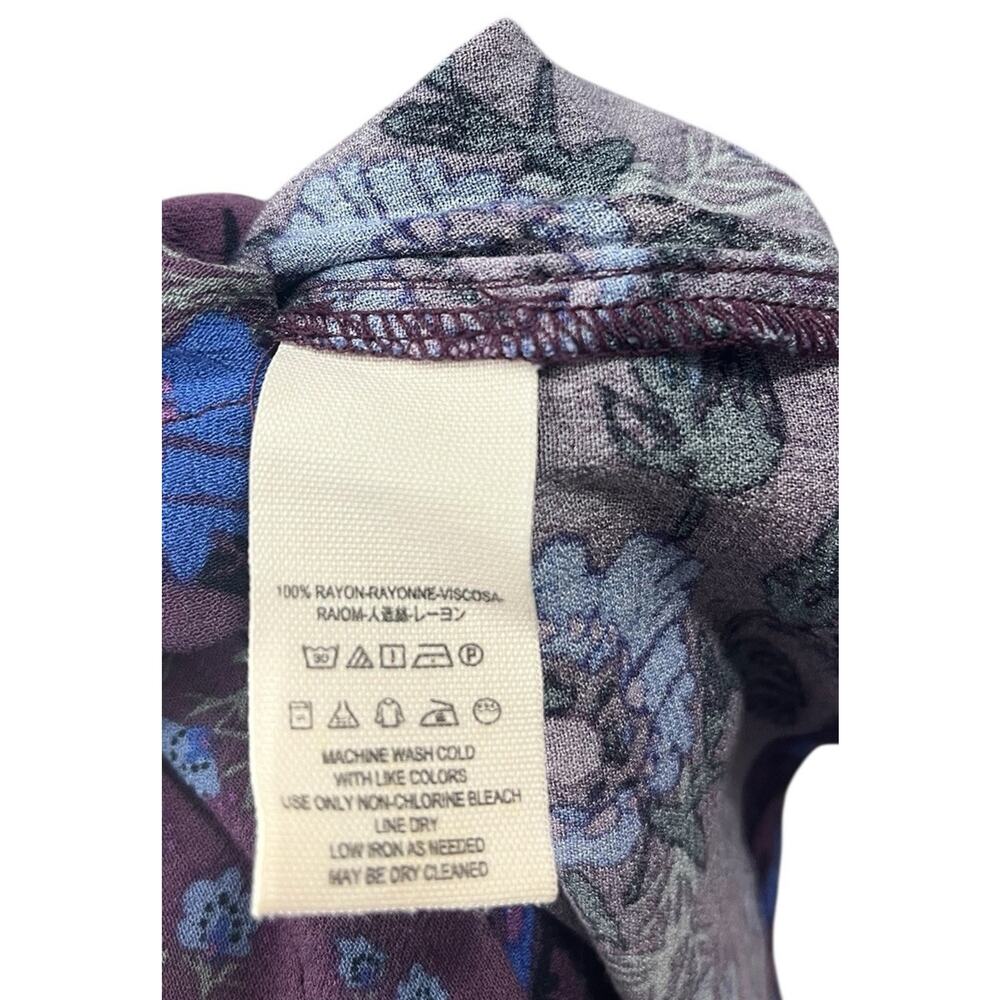 Free People Women’s Small Magic Mystery Purple Blue Floral Tunic Top Boho Y2K - Picture 8 of 9